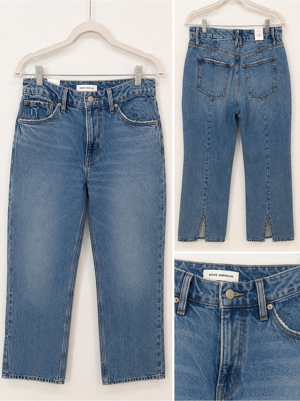 Good American Good ’90s Split Back Hem Jeans – Indigo – Size 6 – NWT